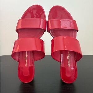 Salvatore Ferragamo Red Heels with Gold Accent Heel